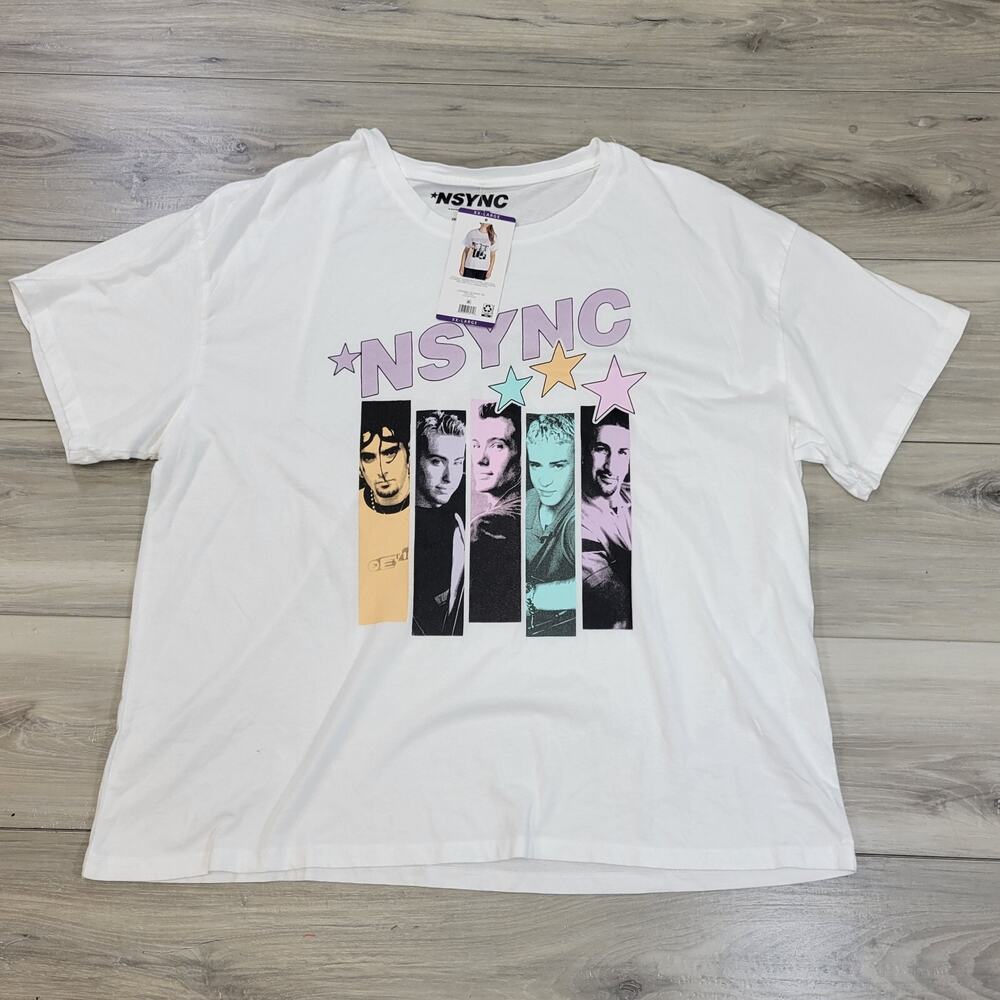 NSYNC T-Shirt Women's 2XL White Band Short Sleeve New